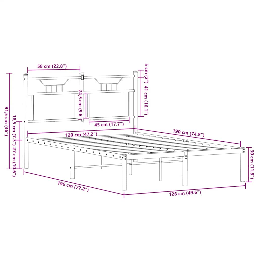 Cadre de lit sans matelas chêne marron 120x190 cm - XIOS