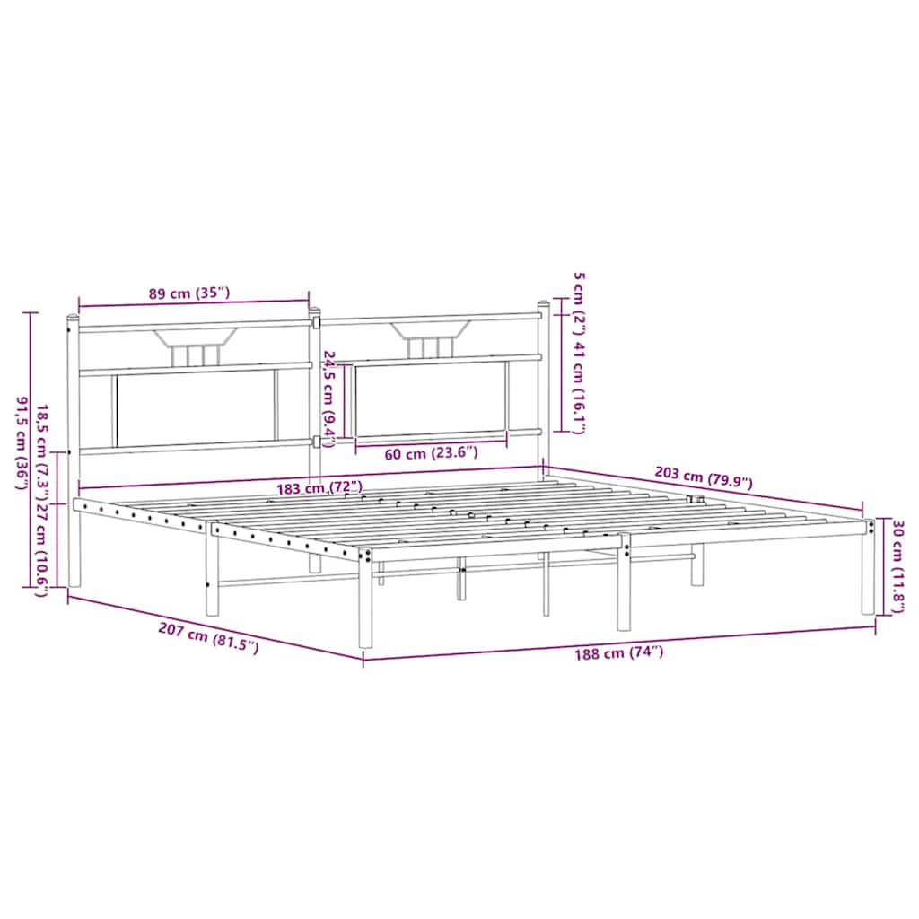 Cadre de lit sans matelas chêne marron 183x203 cm - XIOS