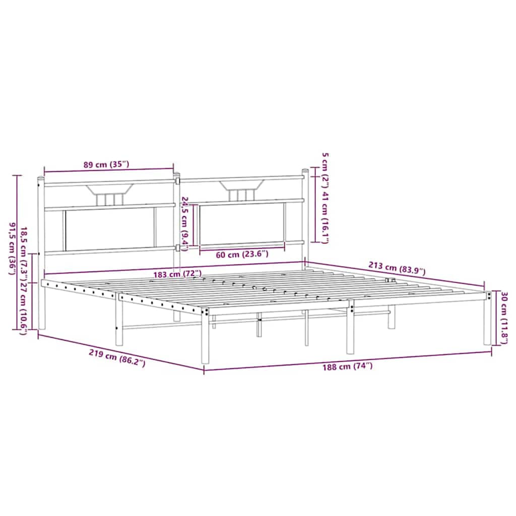 Cadre de lit sans matelas chêne marron 183x213 cm - XIOS