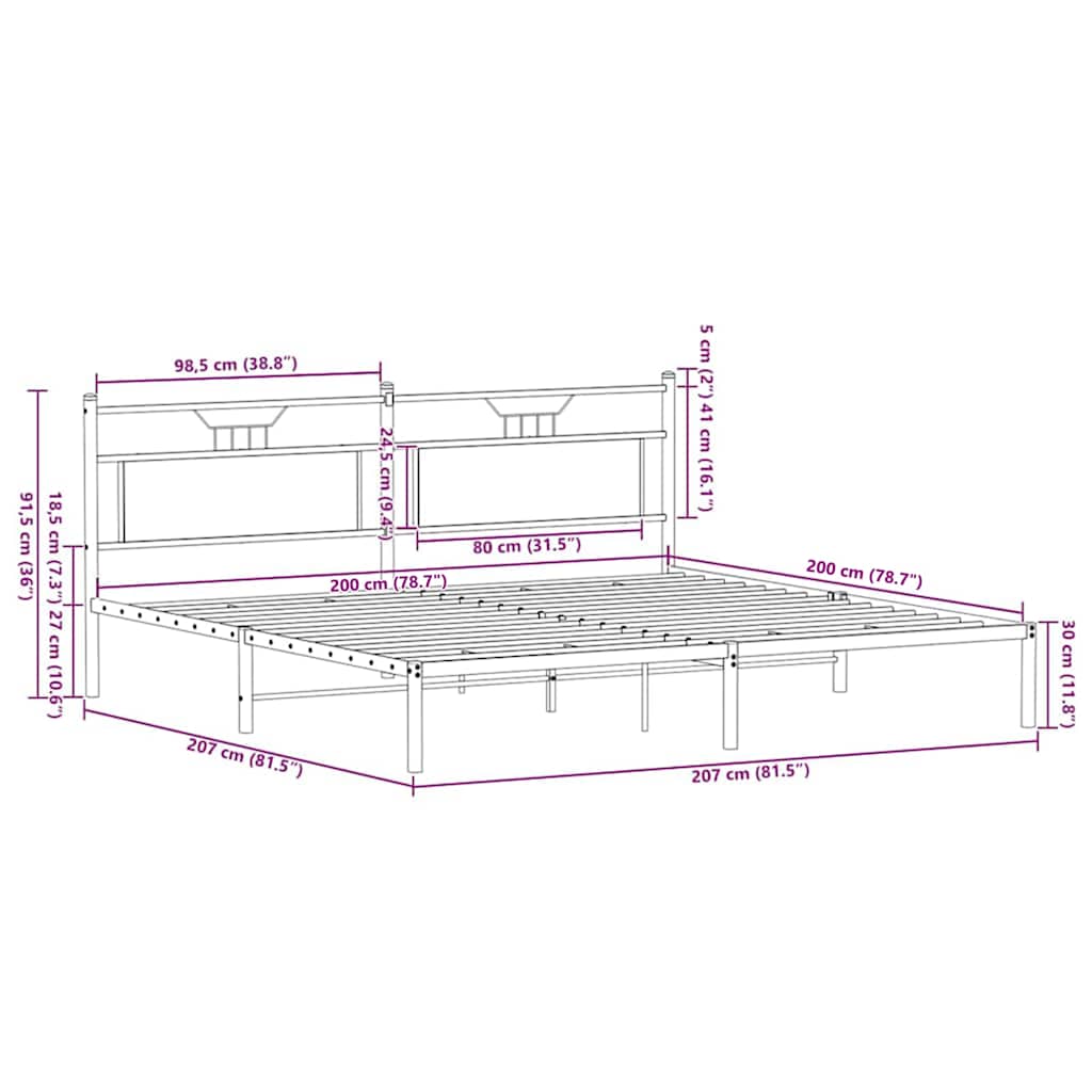 Cadre de lit sans matelas chêne marron 200x200 cm - XIOS