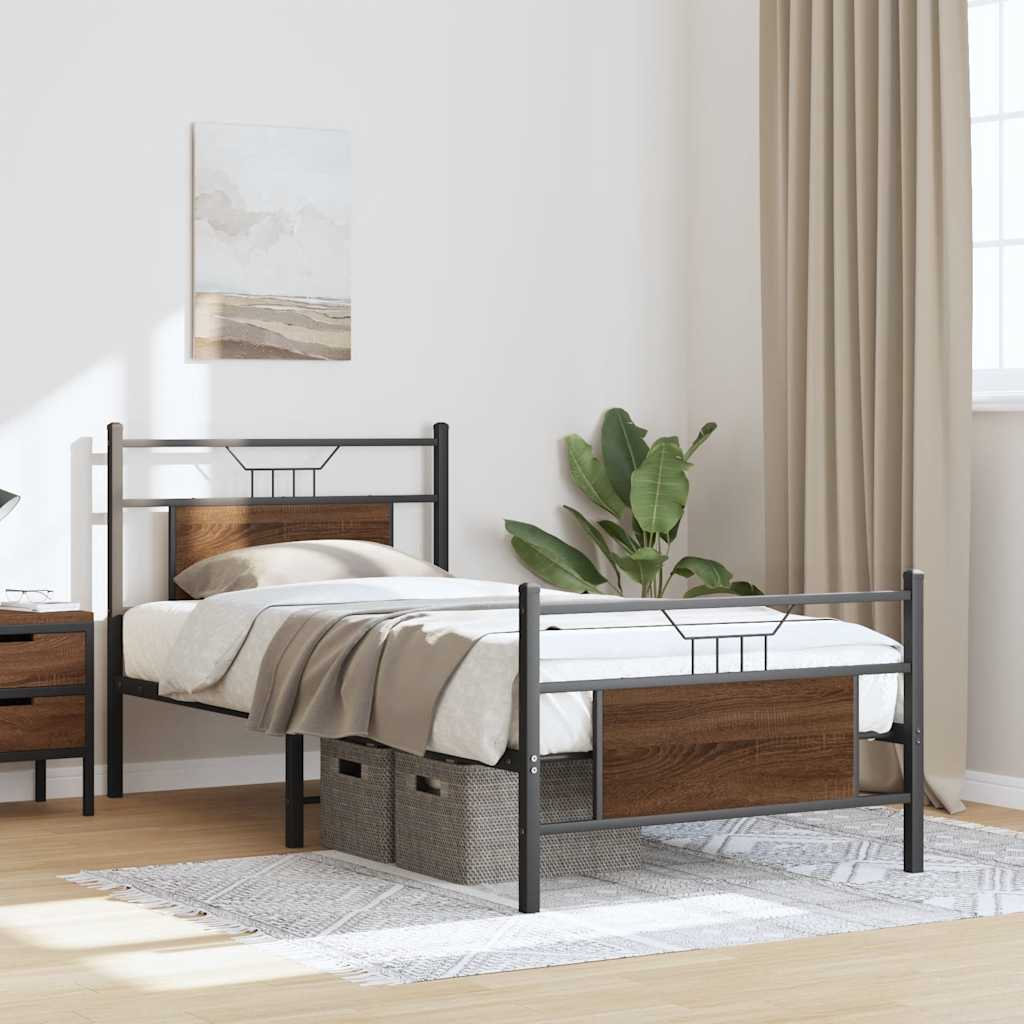 Cadre de lit sans matelas chêne marron 75x190cm bois ingénierie - XIOS