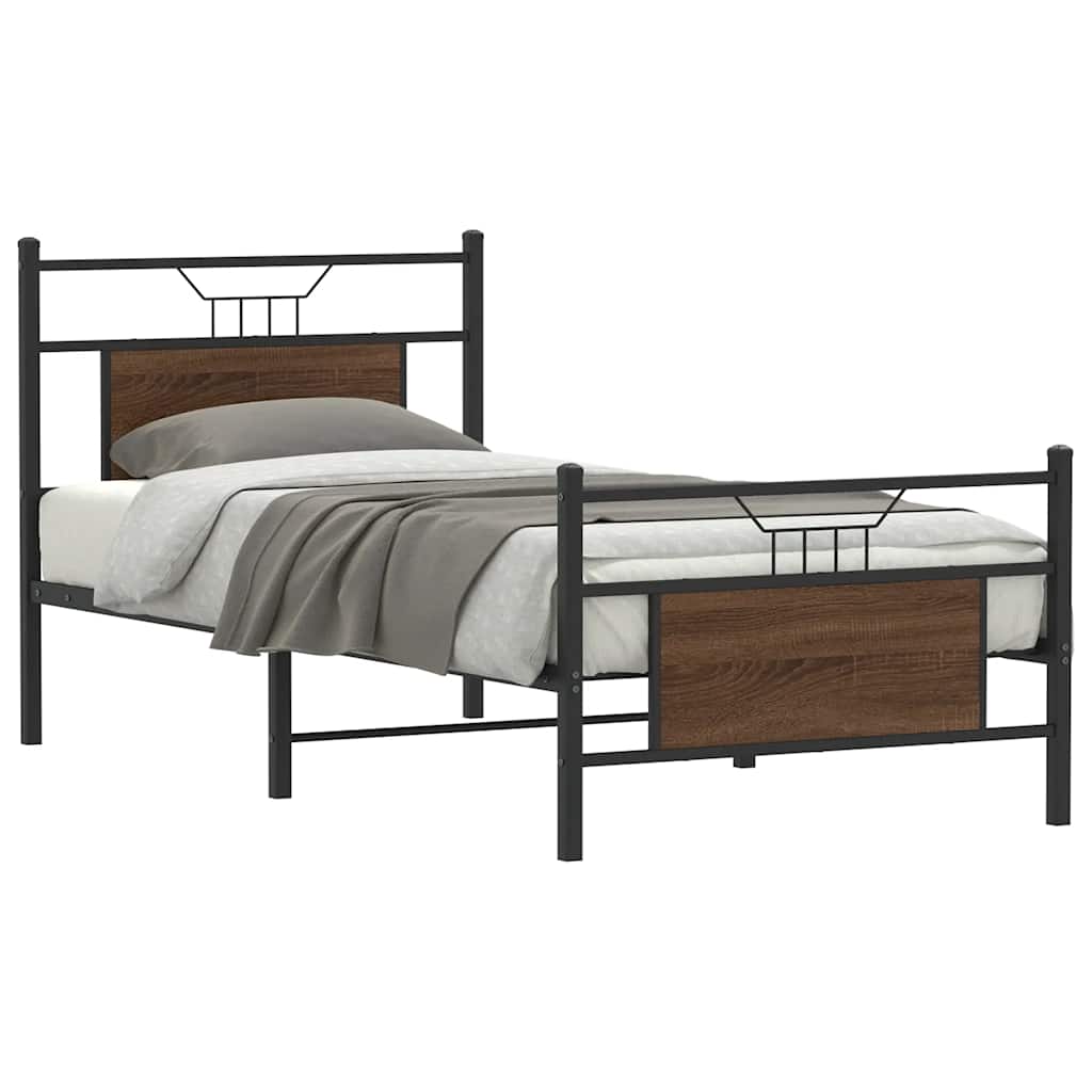 Cadre de lit sans matelas chêne marron 75x190cm bois ingénierie - XIOS