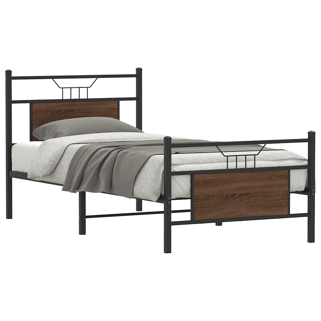 Cadre de lit sans matelas chêne marron 80x200cm bois ingénierie - XIOS