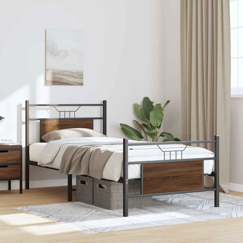 Cadre de lit sans matelas chêne marron 90x190cm bois ingénierie - XIOS