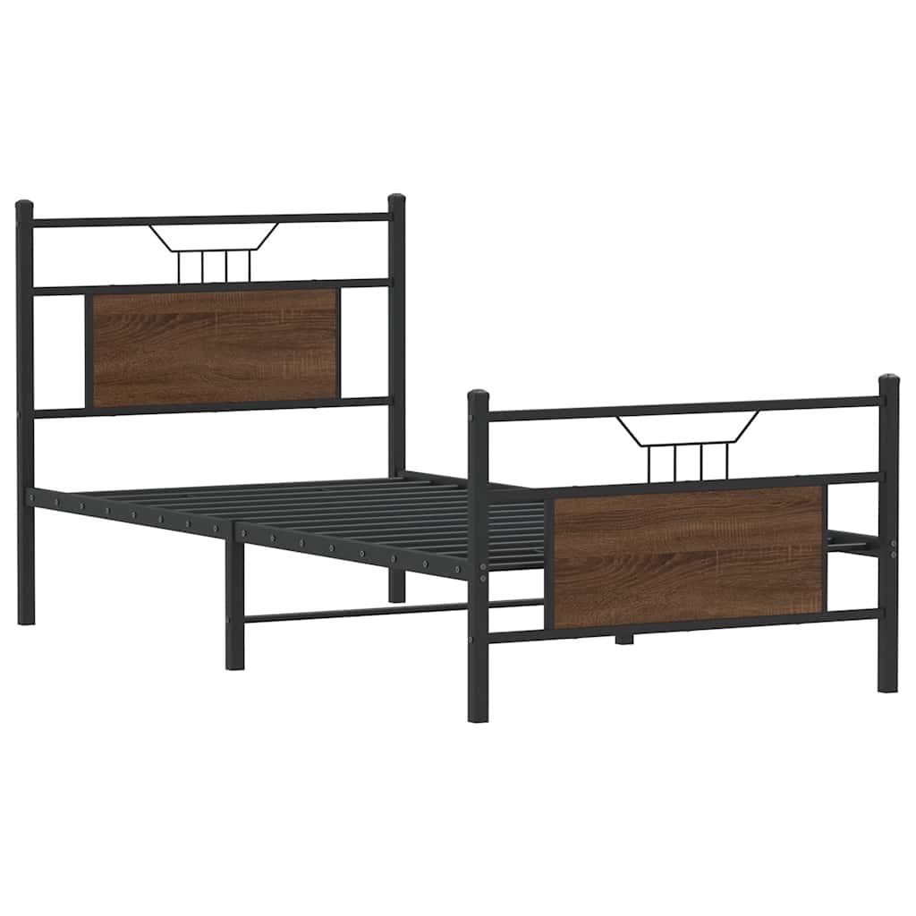 Cadre de lit sans matelas chêne marron 90x200cm bois ingénierie - XIOS
