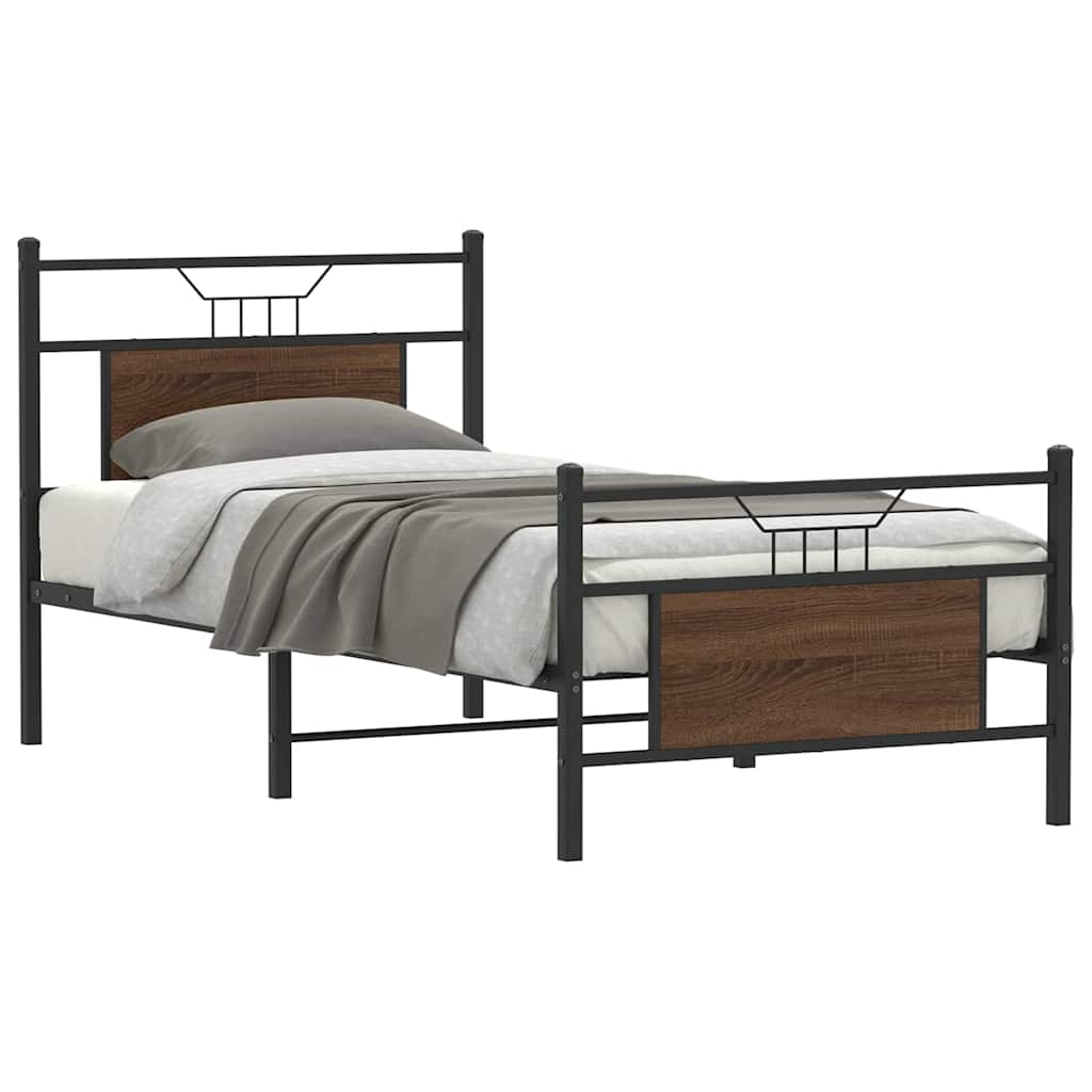 Cadre de lit sans matelas chêne marron 90x200cm bois ingénierie - XIOS