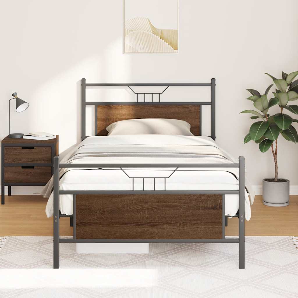 Cadre de lit sans matelas chêne marron 107x203 cm - XIOS