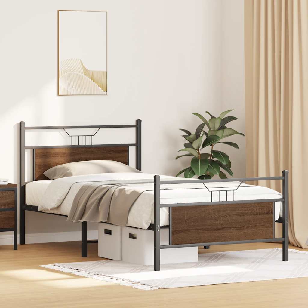 Cadre de lit sans matelas chêne marron 107x203 cm - XIOS
