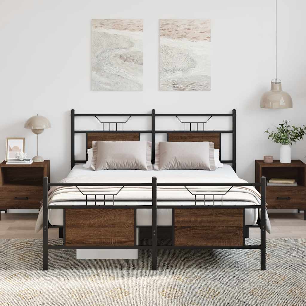 Cadre de lit sans matelas chêne marron 137x190 cm - XIOS