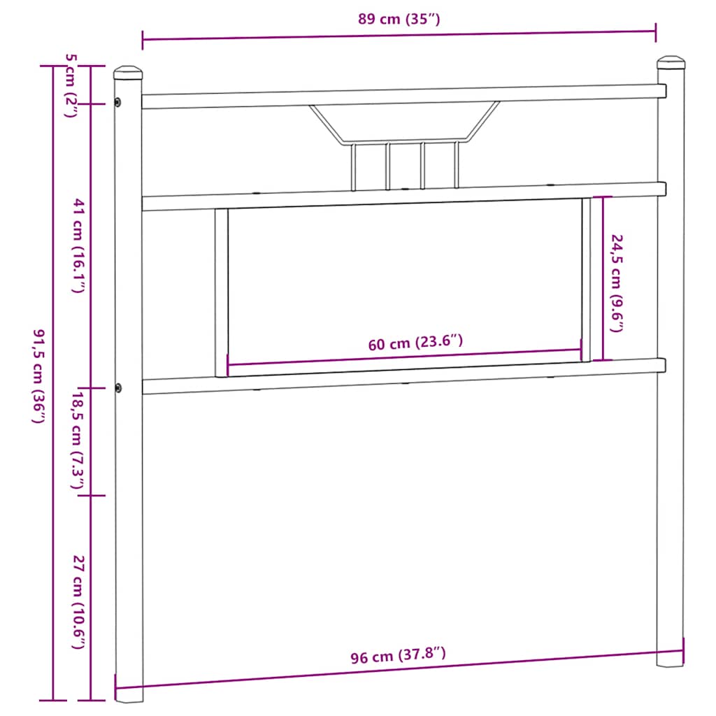 Tête de lit chêne marron 90 cm bois d'ingénierie et acier - XIOS