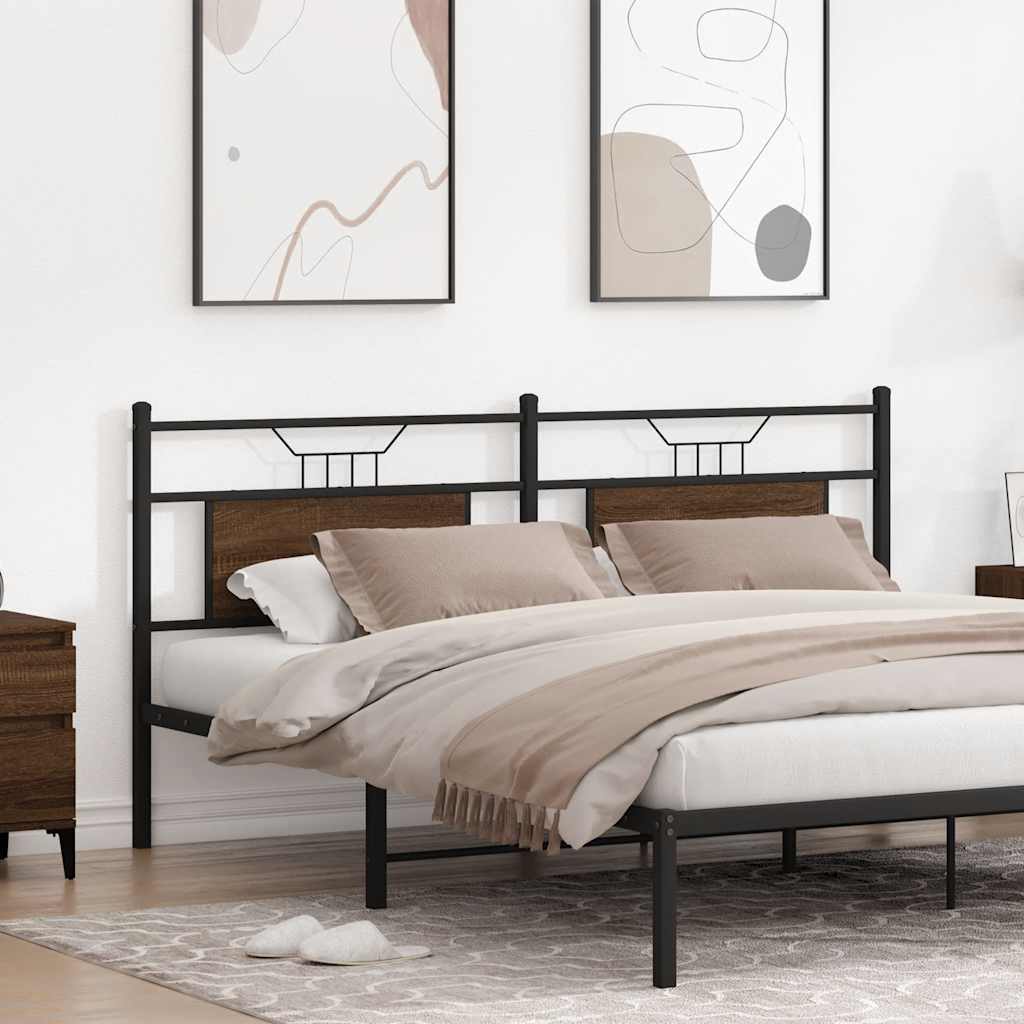 Tête de lit chêne marron 160 cm bois d'ingénierie et acier Têtes et pieds de lit vidaXL