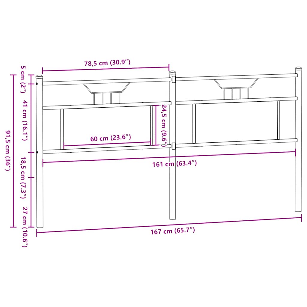 Tête de lit chêne marron 160 cm bois d'ingénierie et acier Têtes et pieds de lit vidaXL