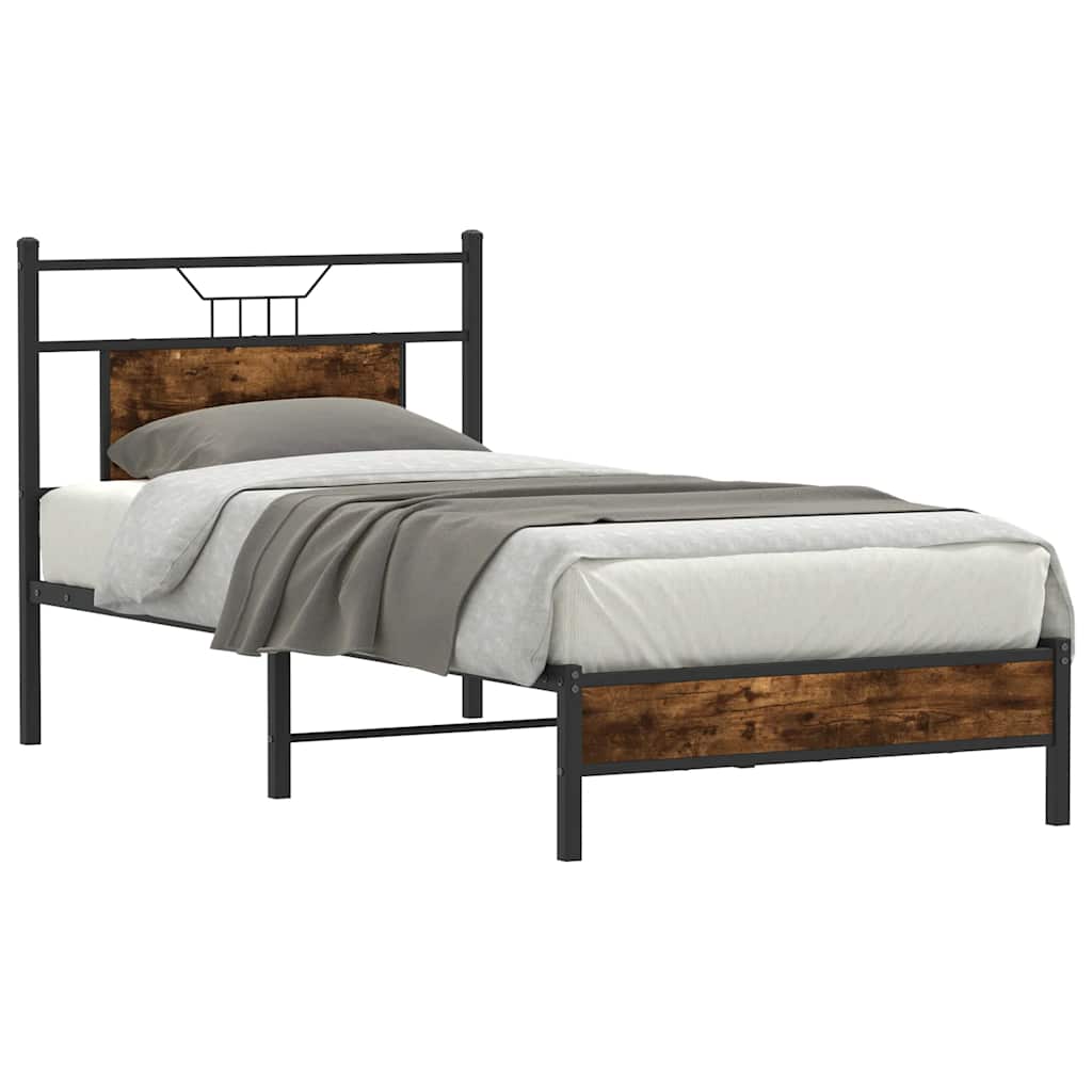 Cadre de lit sans matelas chêne fumé 80x200cm bois d'ingénierie - XIOS