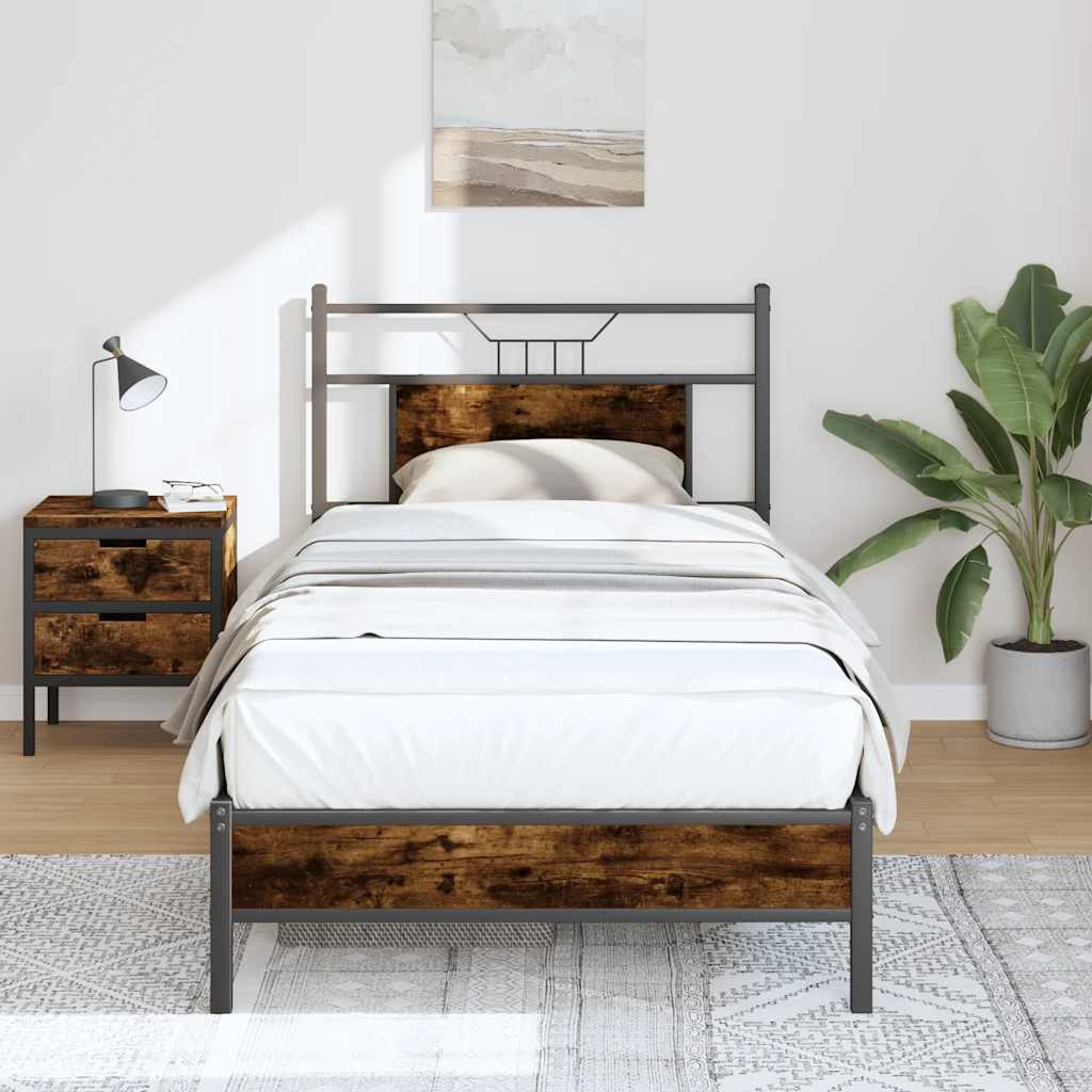 Cadre de lit sans matelas chêne fumé 80x200cm bois d'ingénierie - XIOS