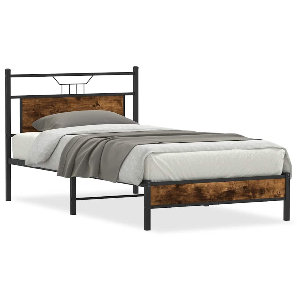 Cadre de lit sans matelas chêne fumé 107x203 cm bois ingénierie - XIOS