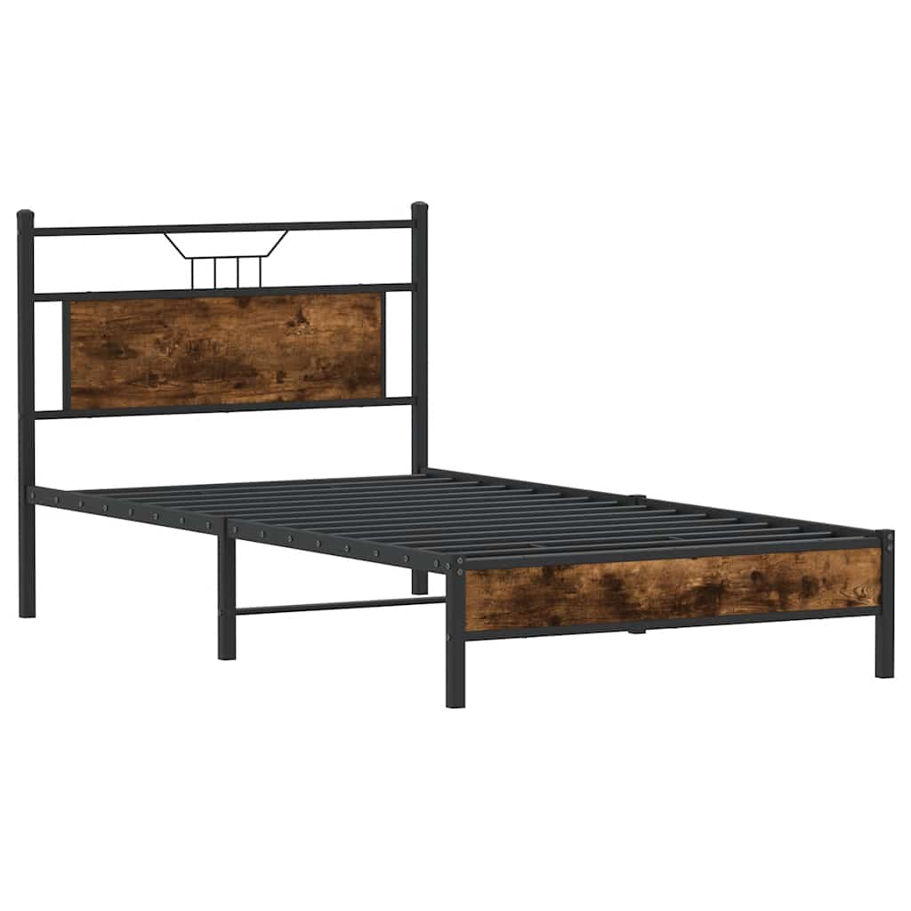 Cadre de lit sans matelas chêne fumé 107x203 cm bois ingénierie - XIOS