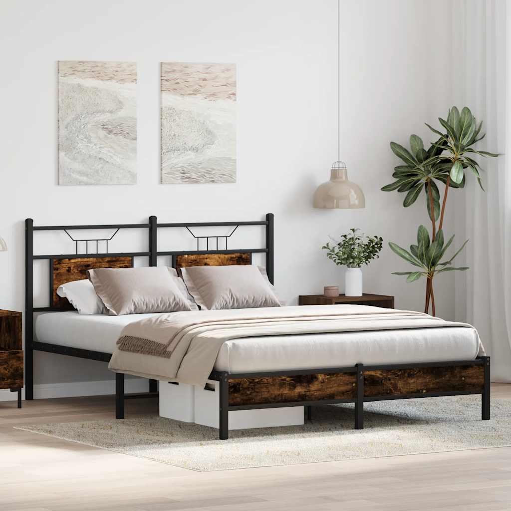Cadre de lit sans matelas chêne fumé 137x190 cm bois ingénierie - XIOS