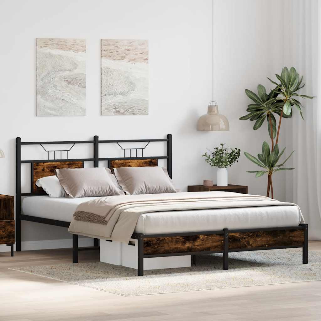 Cadre de lit sans matelas chêne fumé 140x190 cm bois ingénierie - XIOS