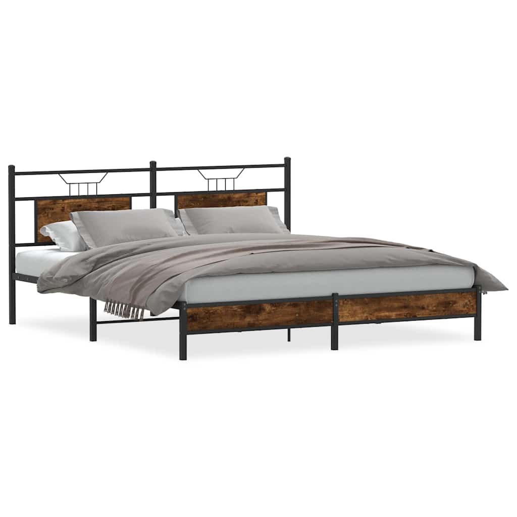 Cadre de lit sans matelas chêne fumé 183x203 cm bois ingénierie - XIOS