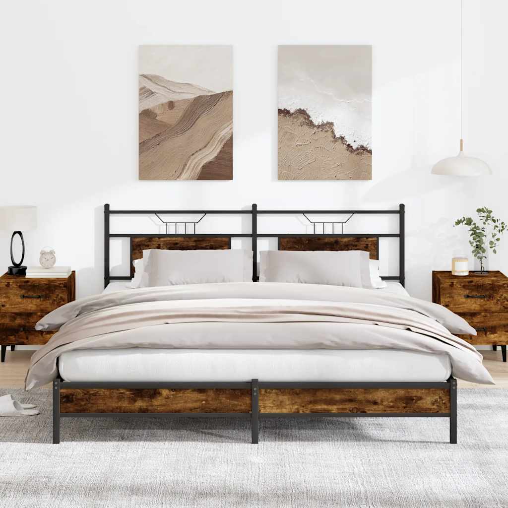 Cadre de lit sans matelas chêne fumé 183x203 cm bois ingénierie - XIOS