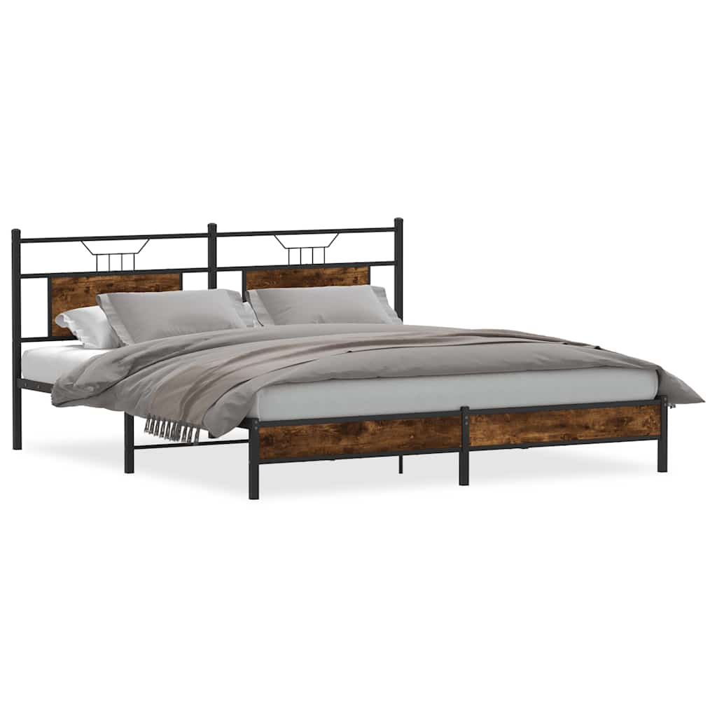 Cadre de lit sans matelas chêne fumé 183x213 cm bois ingénierie - XIOS