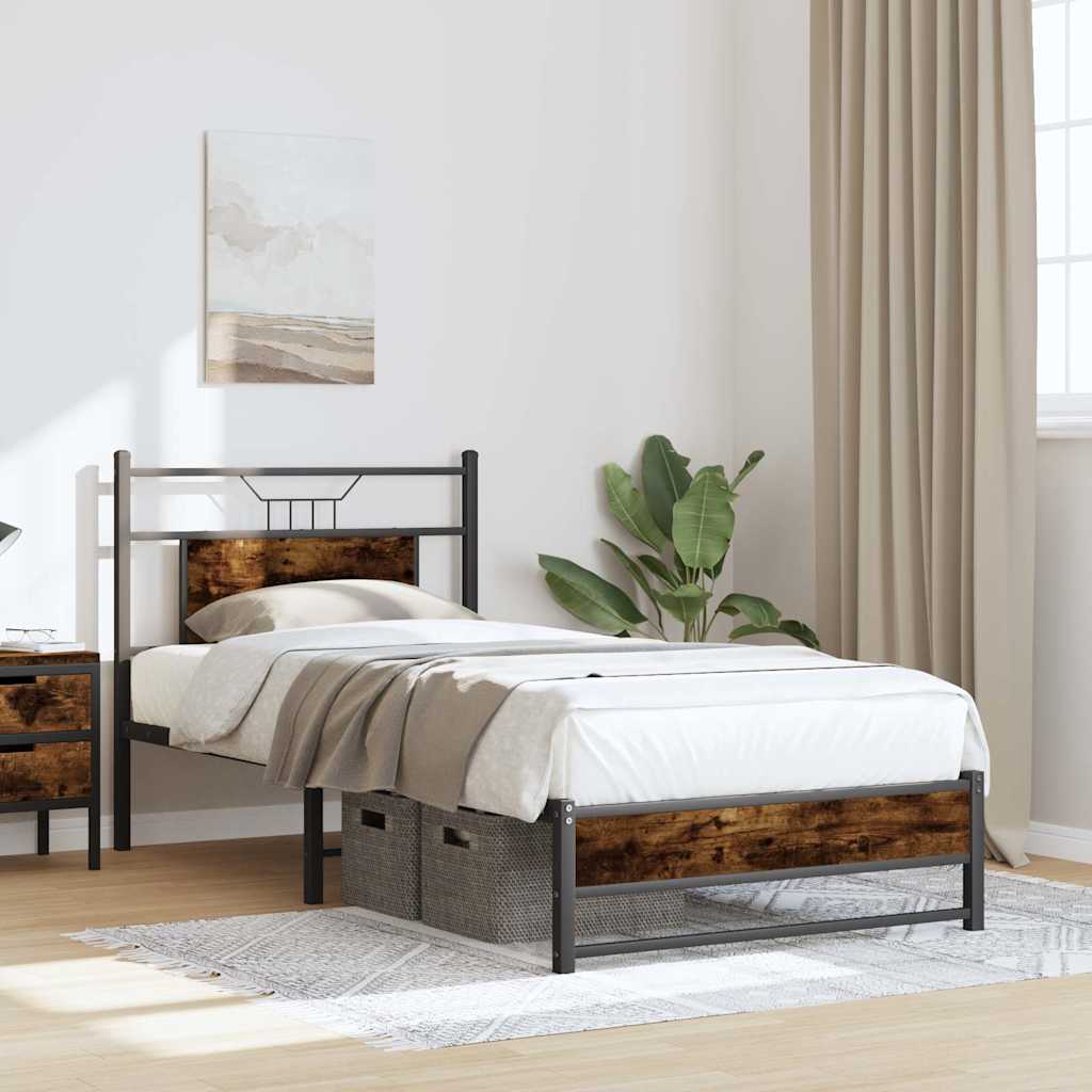 Cadre de lit sans matelas chêne fumé 90x200cm bois d'ingénierie - XIOS