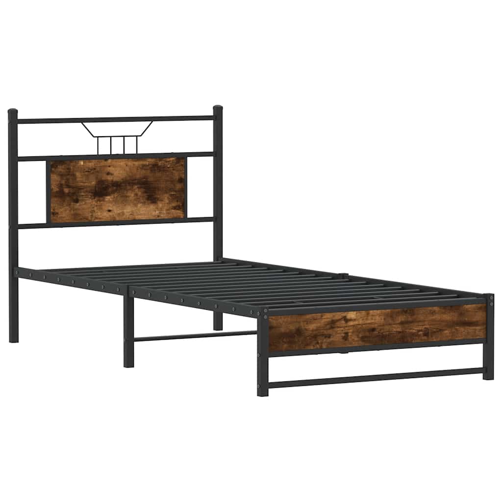 Cadre de lit sans matelas chêne fumé 90x200cm bois d'ingénierie - XIOS