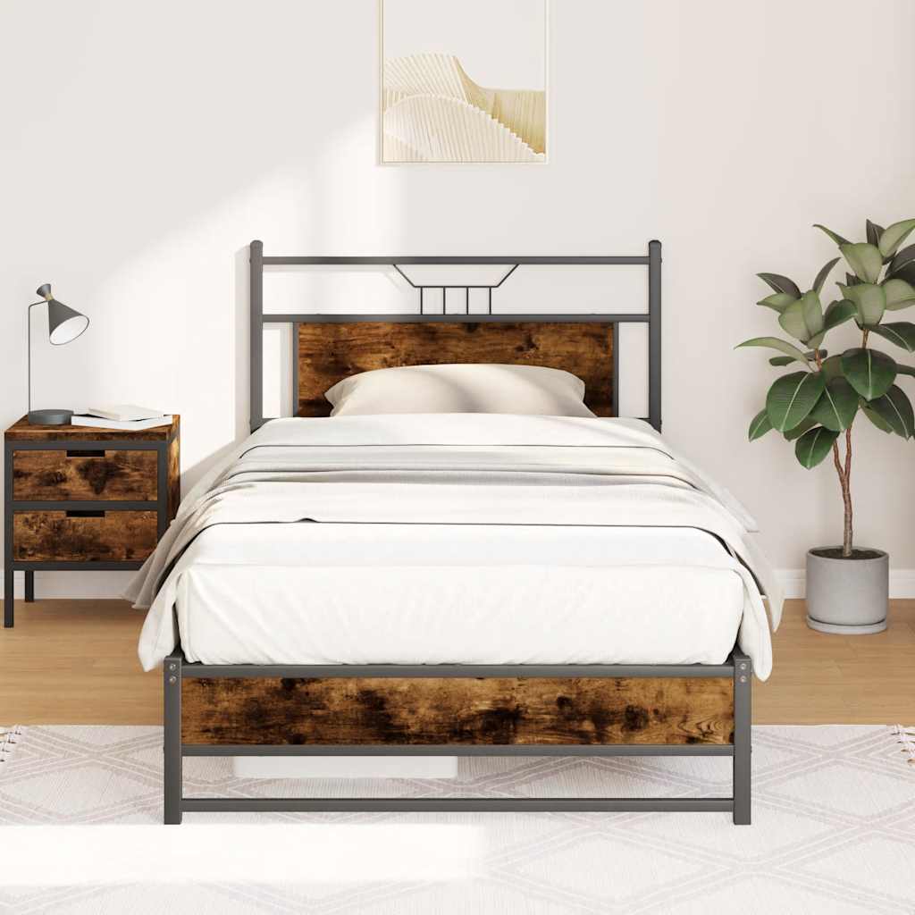Cadre de lit sans matelas chêne fumé 100x190 cm bois ingénierie - XIOS