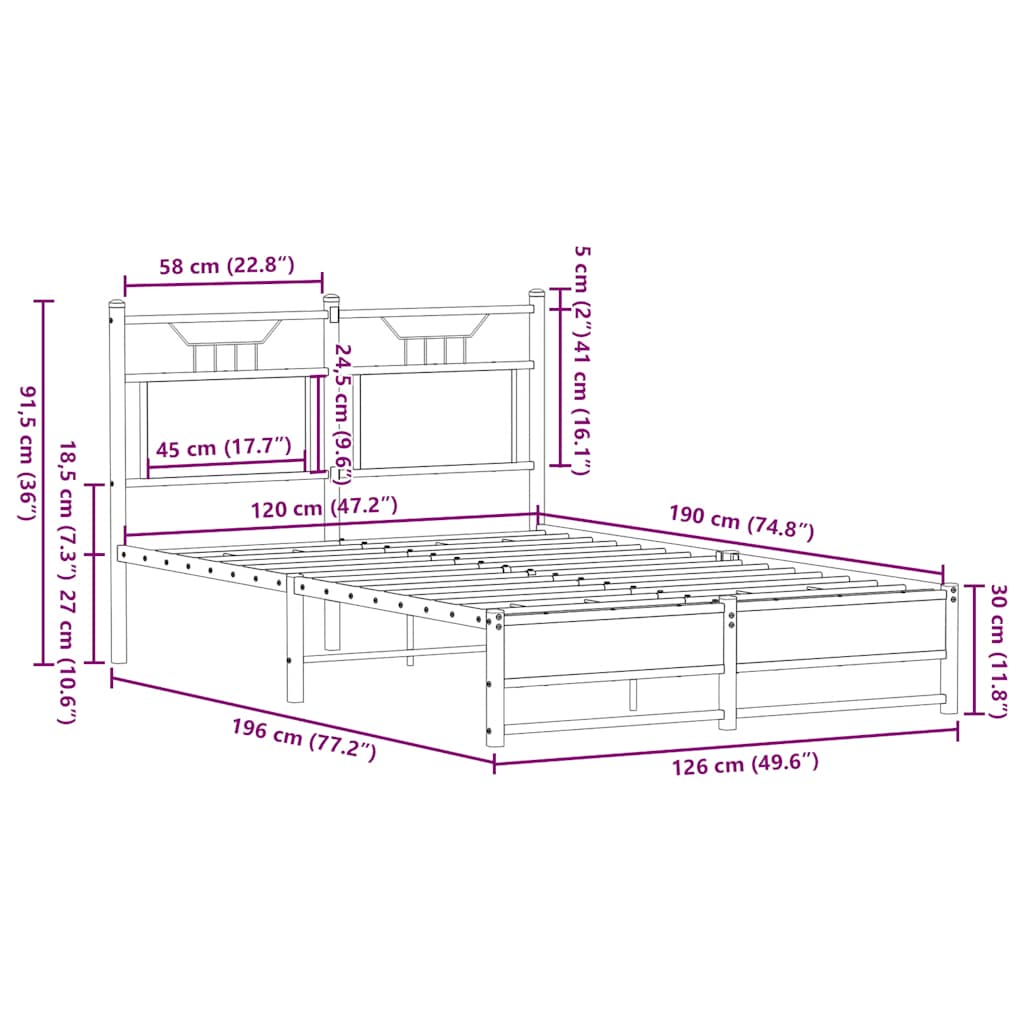 Cadre de lit sans matelas chêne fumé 120x190 cm bois ingénierie - XIOS