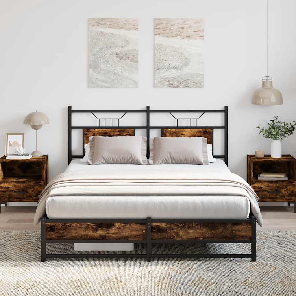 Cadre de lit sans matelas chêne fumé 140x200 cm bois ingénierie - XIOS