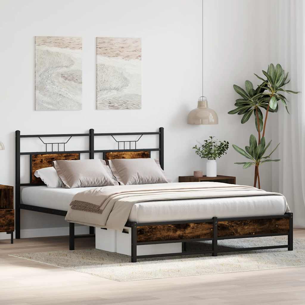Cadre de lit sans matelas chêne fumé 150x200 cm bois ingénierie - XIOS