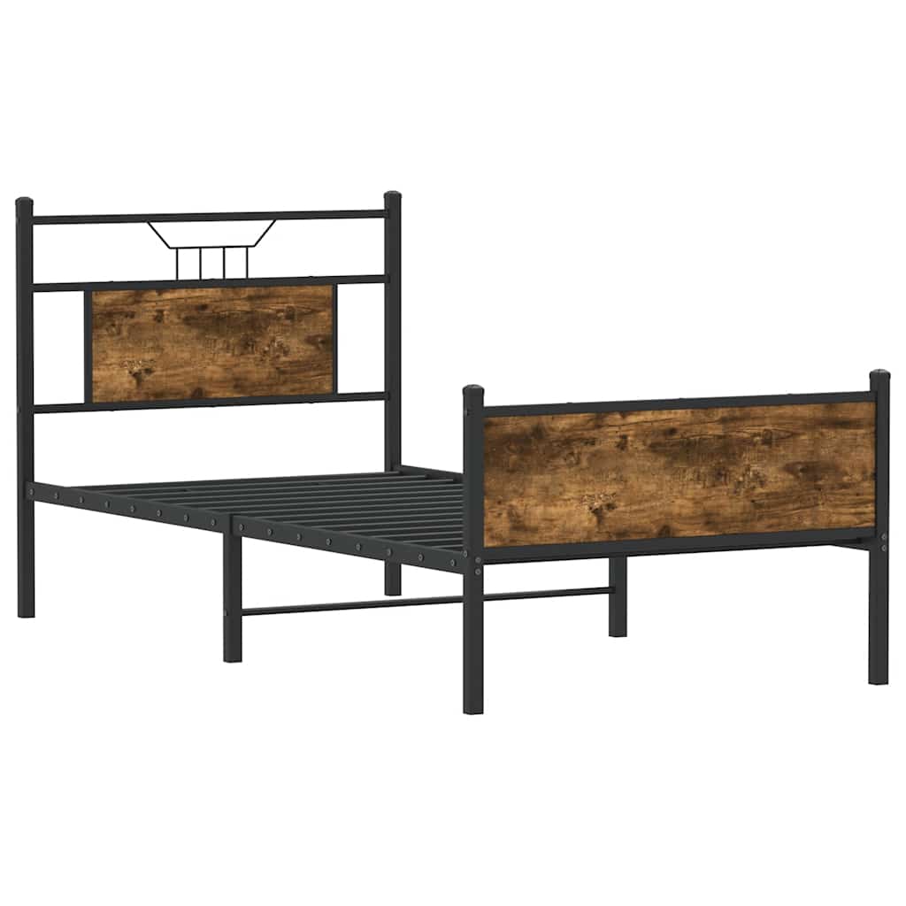 Cadre de lit sans matelas chêne fumé 75x190cm bois d'ingénierie - XIOS
