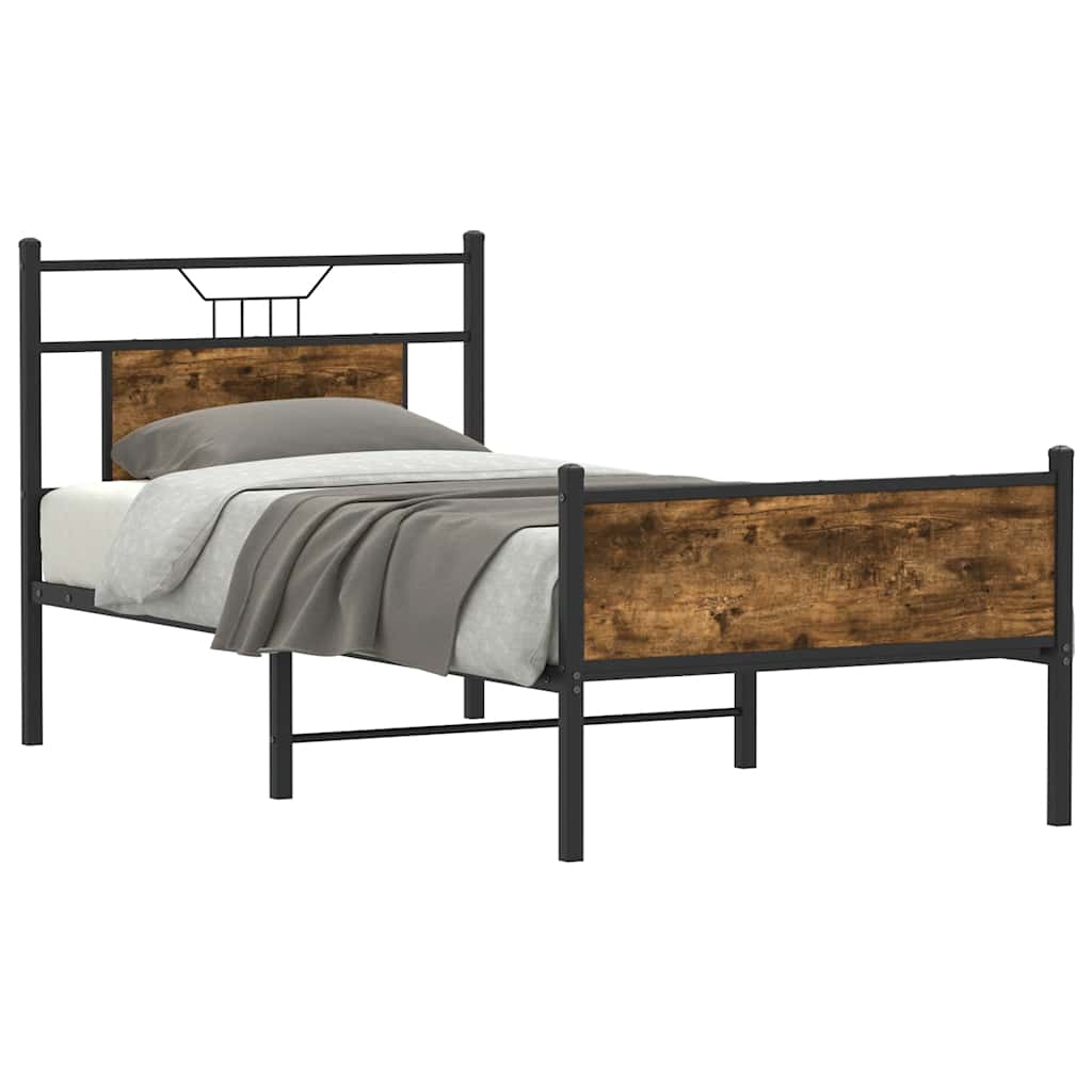 Cadre de lit sans matelas chêne fumé 75x190cm bois d'ingénierie - XIOS