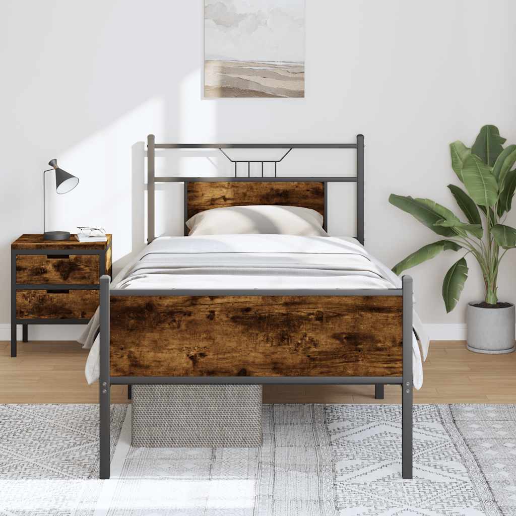 Cadre de lit sans matelas chêne fumé 90x200cm bois d'ingénierie - XIOS