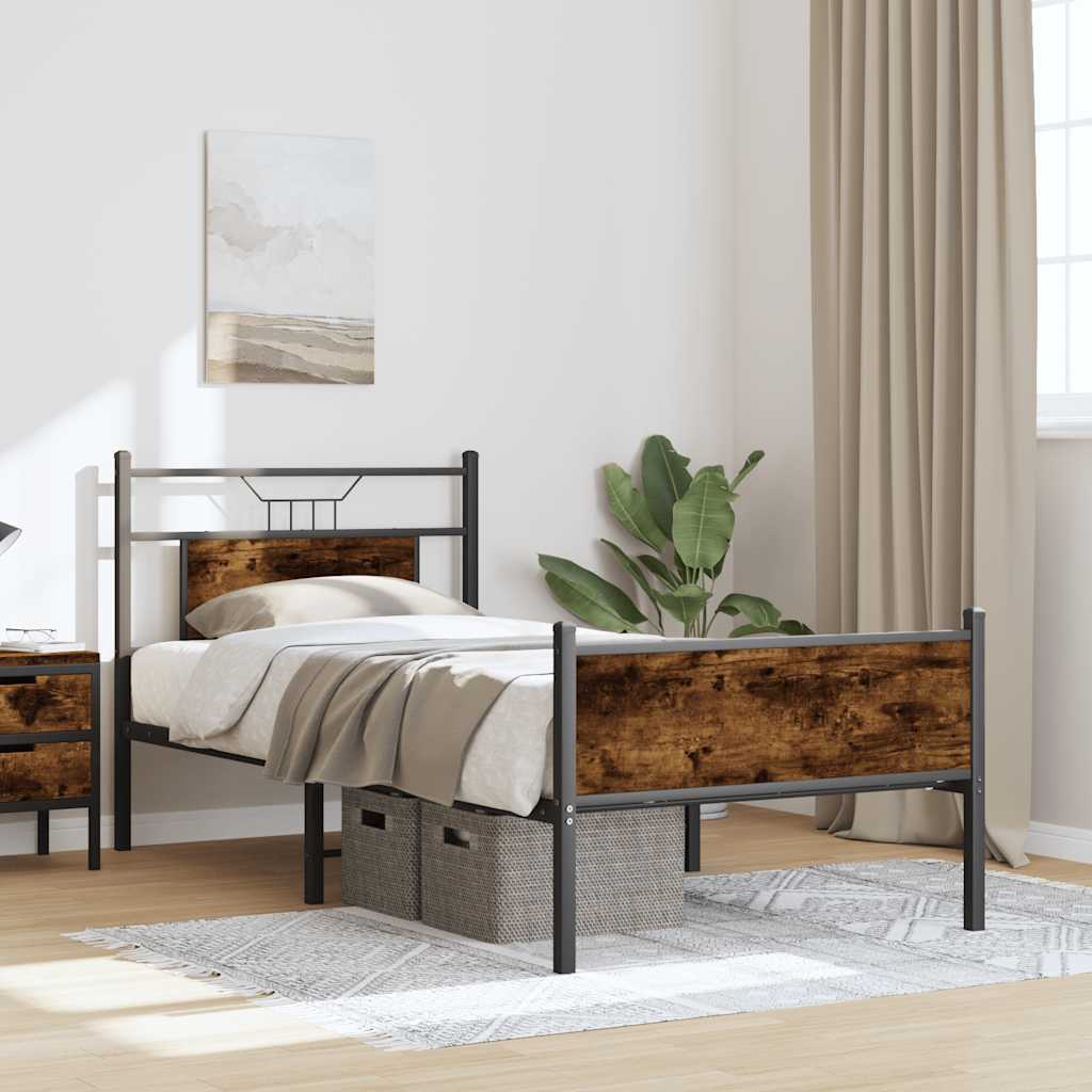 Cadre de lit sans matelas chêne fumé 90x200cm bois d'ingénierie - XIOS