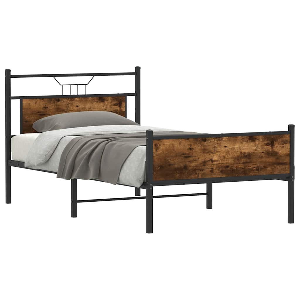 Cadre de lit sans matelas chêne fumé 100x190 cm bois ingénierie - XIOS