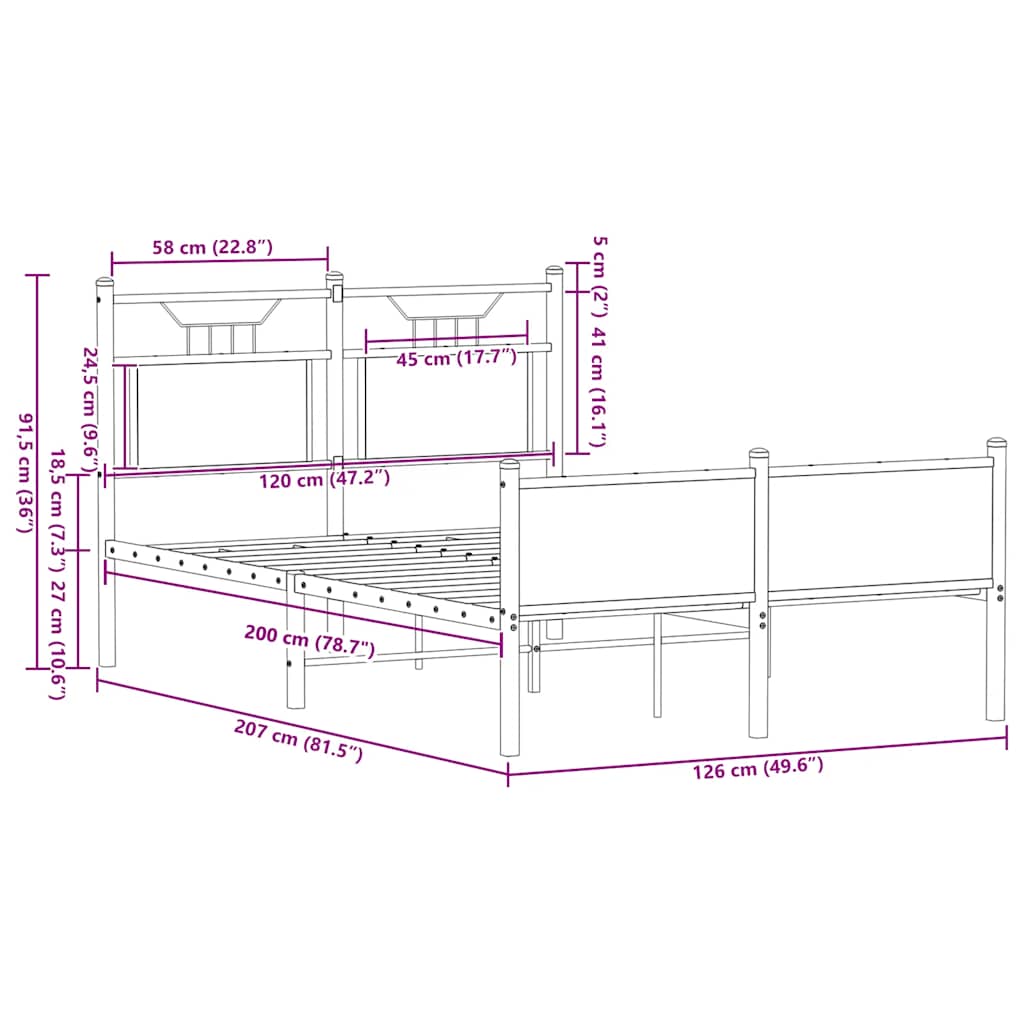 Cadre de lit sans matelas chêne fumé 120x200 cm bois ingénierie - XIOS