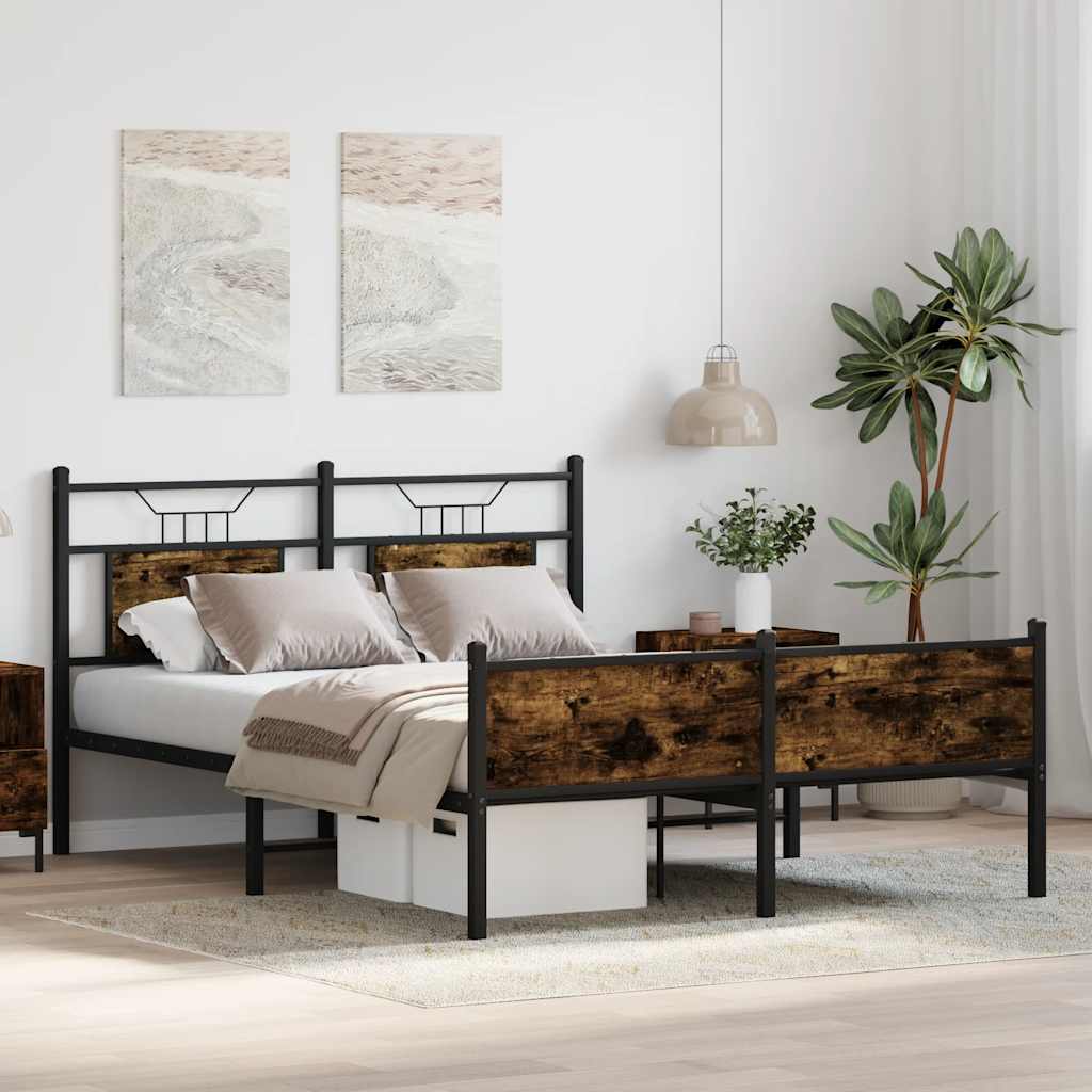 Cadre de lit sans matelas chêne fumé 137x190 cm bois ingénierie - XIOS