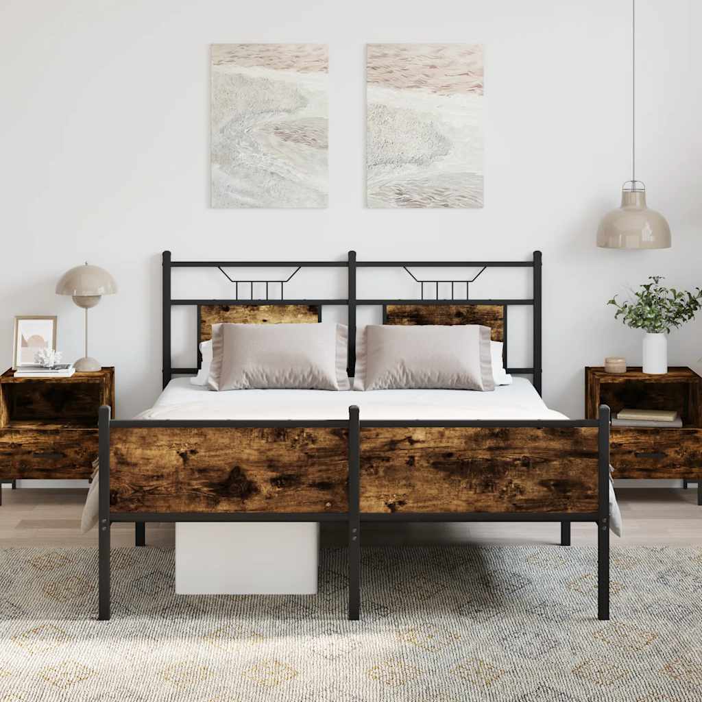 Cadre de lit sans matelas chêne fumé 140x190 cm bois ingénierie - XIOS