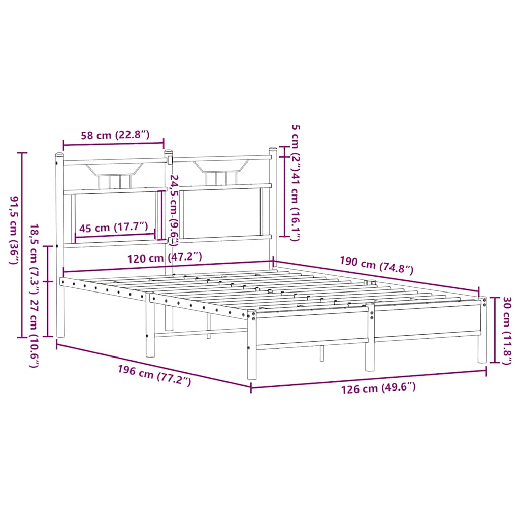 Cadre de lit sans matelas chêne sonoma 120x190 cm - XIOS