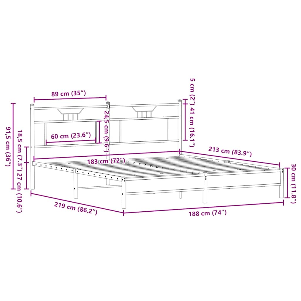 Cadre de lit sans matelas chêne marron 183x213 cm - XIOS