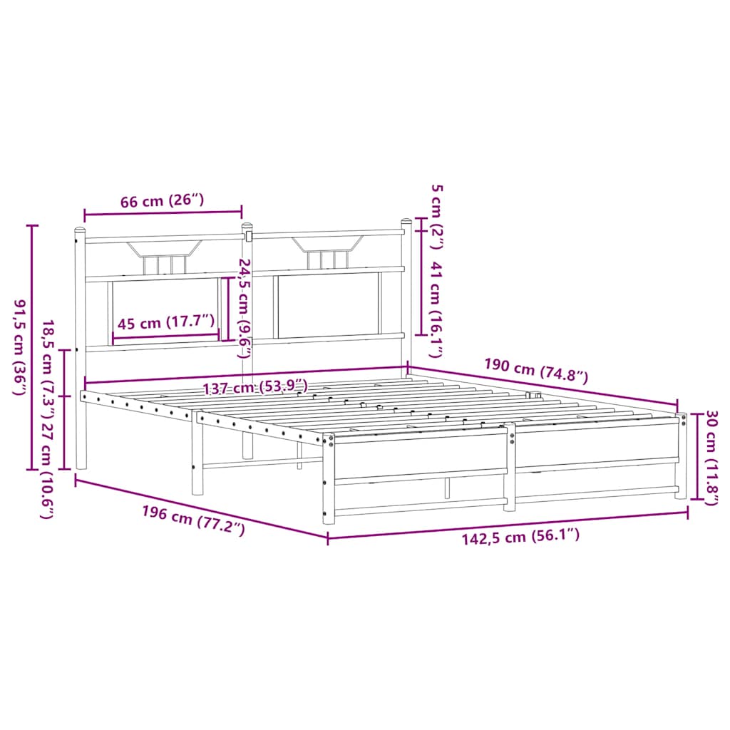 Cadre de lit sans matelas chêne sonoma 137x190 cm - XIOS