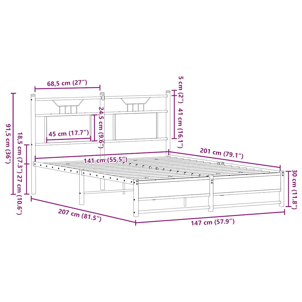 Cadre de lit sans matelas chêne sonoma 140x200 cm - XIOS