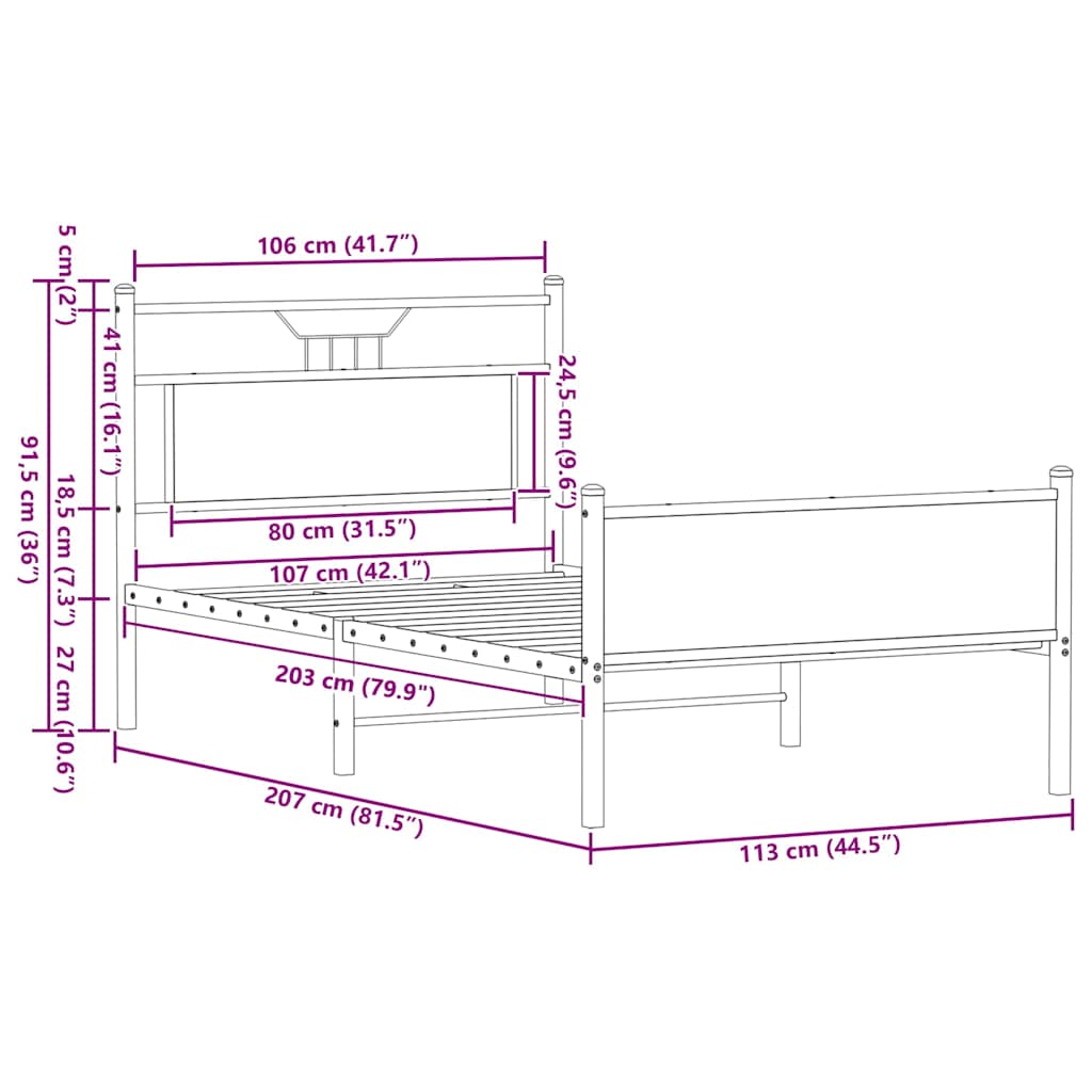 Cadre de lit sans matelas chêne sonoma 107x203 cm - XIOS