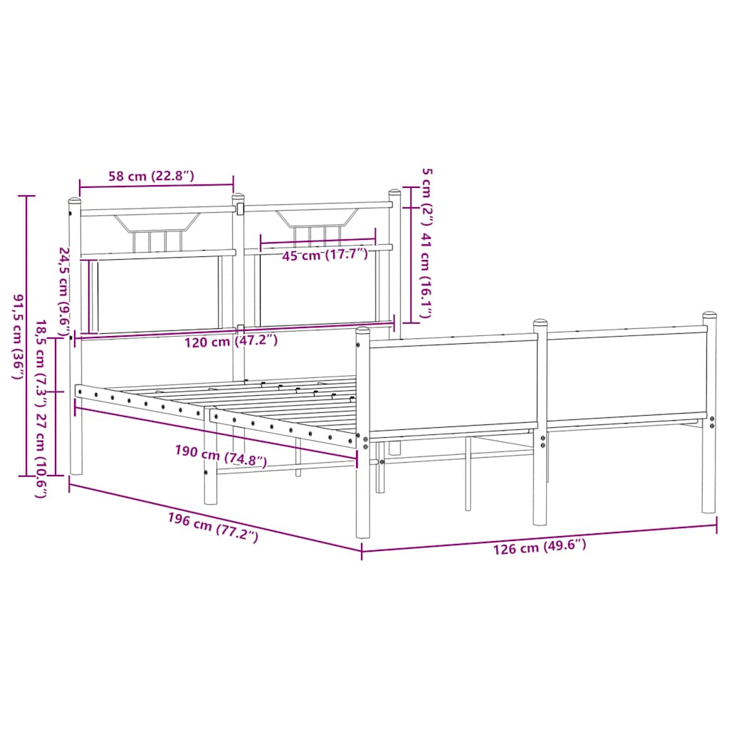 Cadre de lit sans matelas chêne sonoma 120x190 cm - XIOS