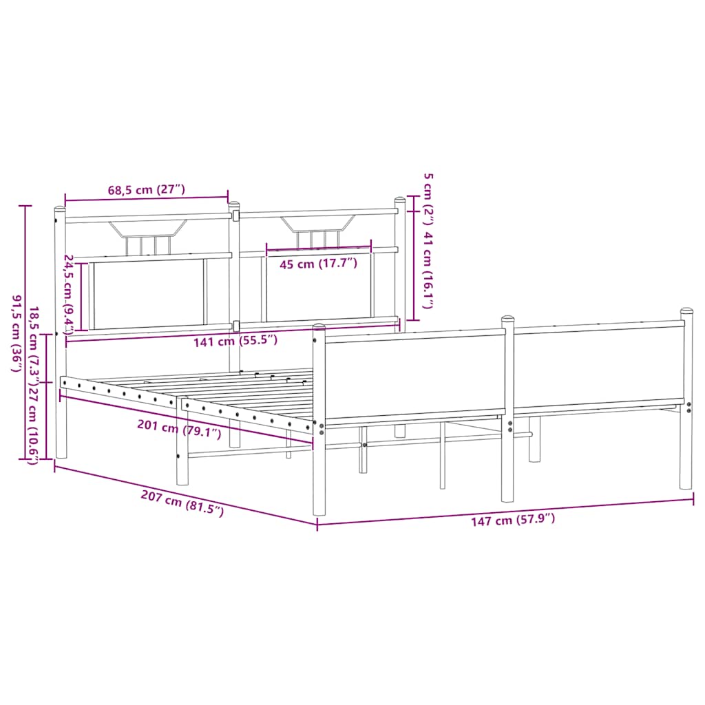 Cadre de lit sans matelas chêne sonoma 140x200 cm - XIOS