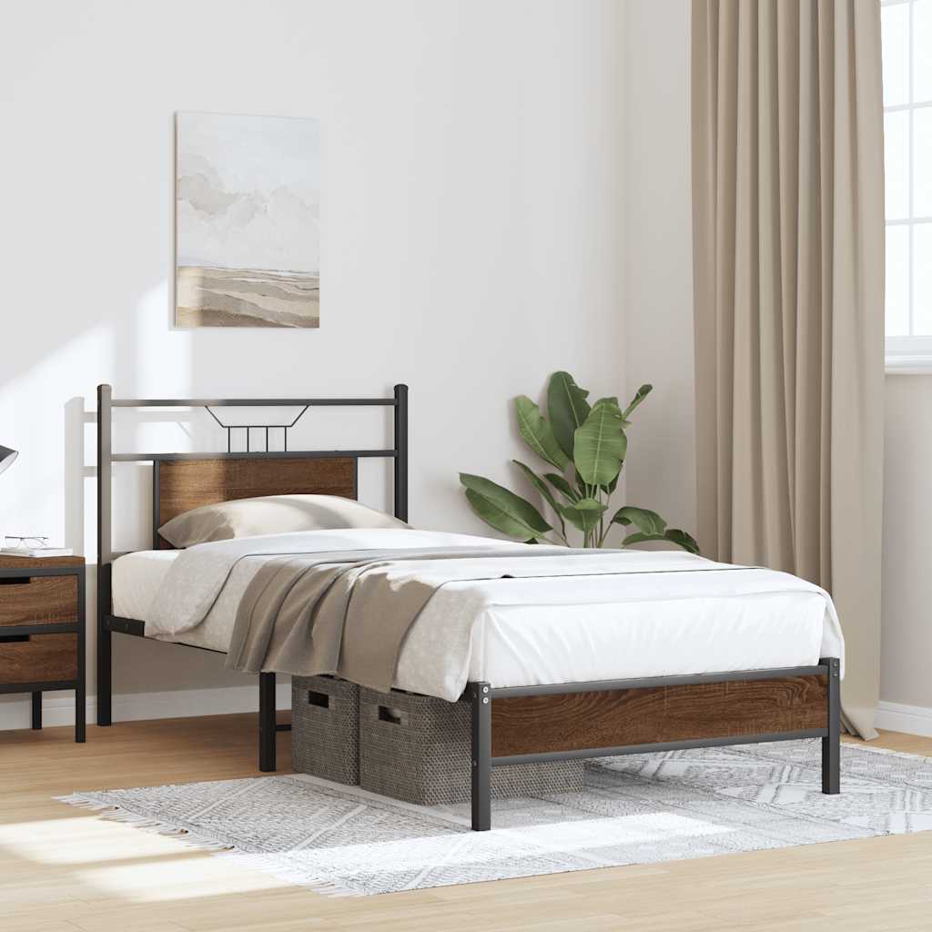Cadre de lit sans matelas chêne marron 75x190cm bois ingénierie - XIOS