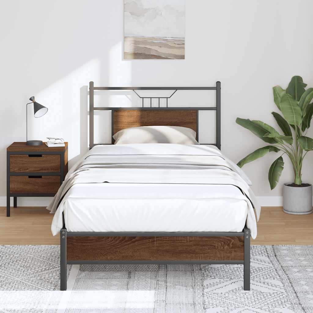 Cadre de lit sans matelas chêne marron 75x190cm bois ingénierie - XIOS