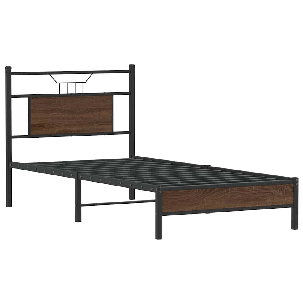 Cadre de lit sans matelas chêne marron 80x200cm bois ingénierie - XIOS