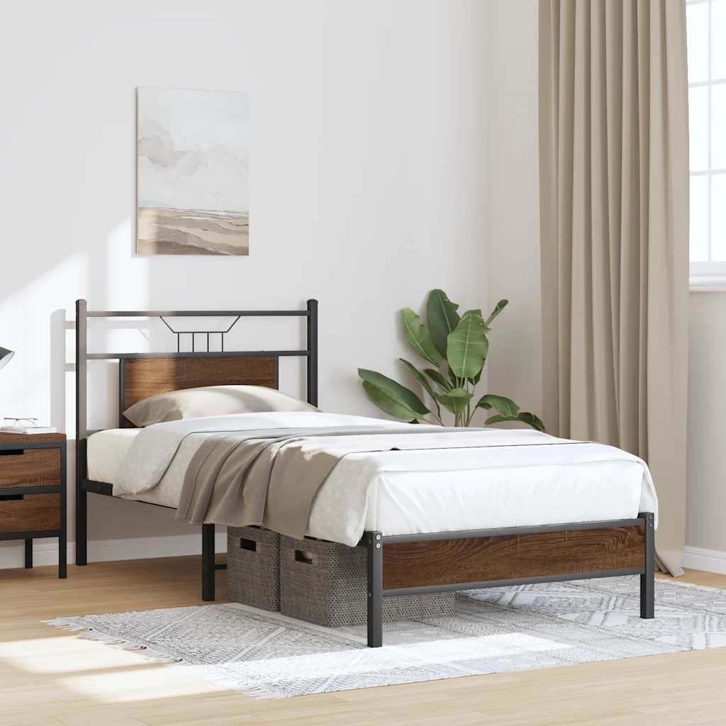 Cadre de lit sans matelas chêne marron 80x200cm bois ingénierie - XIOS